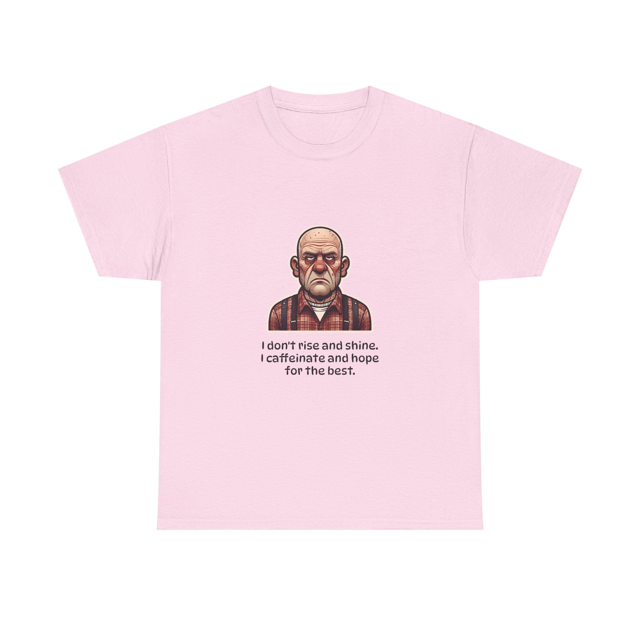 T‑Shirt 'I don't rise and shine, I caffeinate and hope for the best' Grumpy Grandpa Coffee Tee